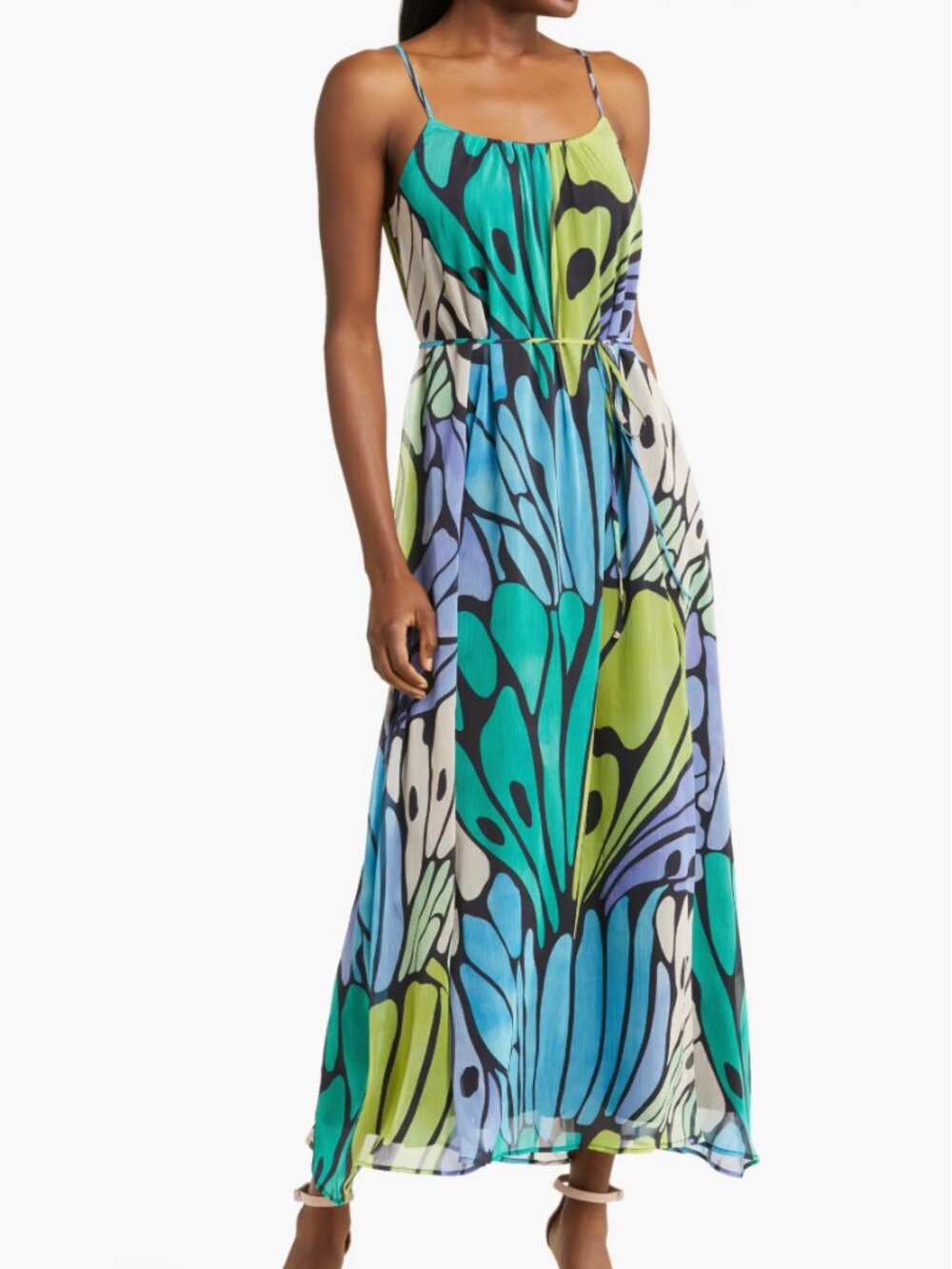 Sam Edelman Butterfly Print Maxi Dress Size M Multicolor Resort